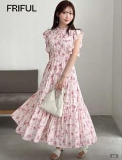 SHEIN FRIFUL 花柄 フリル ロングワンピースのサムネイル