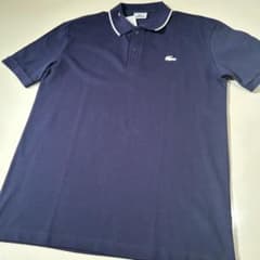 LACOSTE 白ラバー ワニ ポロシャツ 紺白 - メルカリ
