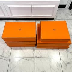 ⑨HERMES エルメス 空箱　17セット アパレル 服 HERMES エルメス オレンジ 空箱 6個セット 正規品 衣類 収納 ギフト