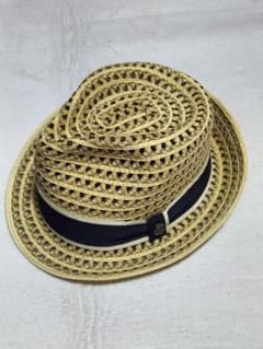 【美品】トミーバハマ 麦わら帽子 ストローハット ヤシの木 ベージュ