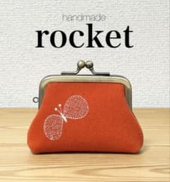 ハンドメイド がま口 小銭入れ choucho DOP ミナペルホネン オレンジ