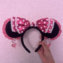 ディズニー ミニー カチューシャ ピンク ドット リボン イヤリングのサムネイル