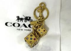 COACH サイコロ バッグチャーム キーホルダー　ゴールドのサムネイル