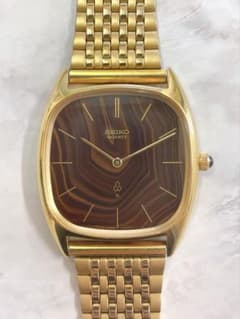 SEIKO セイコー 7820-5000 木目調×ゴールド系 電池交換済のサムネイル