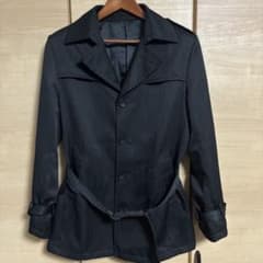 【新品未使用/メルカリ便】ストライプ トレンチコート　ブラックホワイト Doll-up ブラック トレンチコート M相当 裏地ストライプ お出かけ 春秋