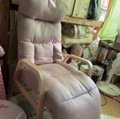 ピンク リクライニングチェア 木製フレーム 高座椅子 1人ソファ - メルカリ