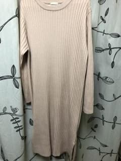 GU リブクルーネックニットワンピース  ピンクのサムネイル