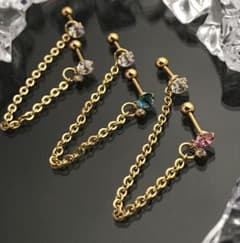 メルカリ便発送《P257／ブルー１個》2ホールピアス♡ステンレス軟骨ピアス