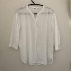 UNIQLO 七分袖スキッパーブラウス ホワイト Ｍ