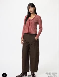 UNIQLO ジャージーバレルレッグパンツ S ブラウンのサムネイル
