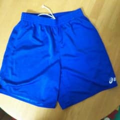 お値下げ　ジュニアサッカーパンツ160青のサムネイル
