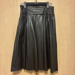FOXEY NEW YORK レザー フレアスカート ブラウン ひざ丈 - メルカリ
