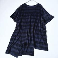 【ねこ】Y's ヨウジヤマモト　リネン100％ 変形ボーダーチュニック ねこ様専用】Y's ヨウジヤマモト リネン100％ 変形ボーダーチュニック