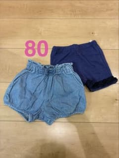 デニムショートパンツ 80サイズ フリルウエストのサムネイル