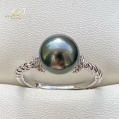 本真珠南洋黒蝶真珠 グリーン9.2㍉シンプルリングY1078 - メルカリ