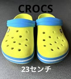 CROCS クロックス M5/W7 23cmイエロー×ブルーのサムネイル