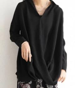 美品　ANTIQUA　バルーンシャツ　ブラックのサムネイル