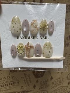 ハンドメイドネイルチップ 星リボンデザインのサムネイル