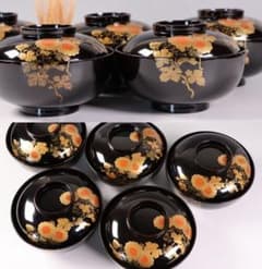 【CM434】天然木漆塗 菊金蒔絵 笹 黒塗椀五客 大正昭和 / (検)輪島加賀 CM434】天然木漆塗 菊金蒔絵 笹 黒塗椀五客 大正昭和 / (検)輪島加賀
