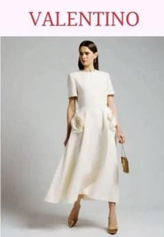 ★ VALENTINO★赤タグファーストライン/エクリュローズ/ロングワンピース ☆ VALENTINO☆赤タグファーストライン/エクリュローズ/ロング