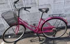 ピンク シティサイクル 前カゴ付き☆取りに来てくれる方限定 - メルカリ