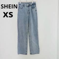SHEIN ワイドデニム XS ライトブルー ハイウエスト 韓国ファッションのサムネイル