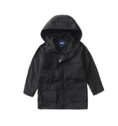 Black detachable hooded jacket, size 120 / water-repellent / windproof / for hiking and camping / children