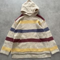SURF KHAKI Knit Hoodie Border MALIBU Y2K