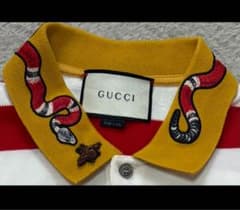 GUCCI スネーク刺繍 ポロシャツ XL 赤白 ボーダー 正規品 - メルカリ