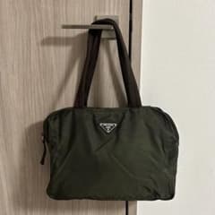 PRADA トートバッグ ナイロン 三角ロゴプレート カーキ 緑 茶色 - メルカリ
