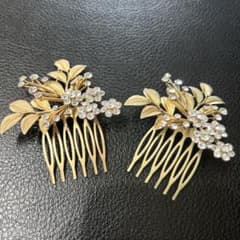 ヘアコーム 2個セット ゴールドカラー ラインストーンのサムネイル