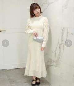 レース パフスリーブ ロングワンピース アイボリーのサムネイル