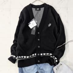 未使用★MYne ミハラヤスヒロ ハートパターンビッグシルエットカーディガン 黒 未使用☆MYne ミハラヤスヒロ ハートパターンビッグシルエット