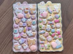 ぷっくり 3Dシール クマ ウサギ 2枚セット ゆめかわ デコシール 立体のサムネイル