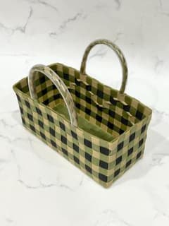 【KS7】PPバンド プラかごバッグ グリーン×ベージュ×ブラックのサムネイル