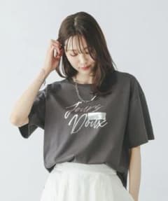 GLOBAL WORK ロゴプリント 半袖Tシャツ チャコールグレーのサムネイル