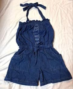 【値下げ】 パラビオンデニム ホルターネック サロペット ショートパンツ