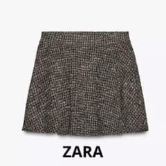 ZARA ツイードフレアミニスカート　バーガンディのサムネイル