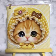 2914✨✨ほっかぶりニャンコ✨フラットポーチ ハンドメイド - メルカリ