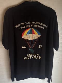 眠い様専用】HOUSTON レーヨン100% ベトシャツ 刺繍ブラック [M