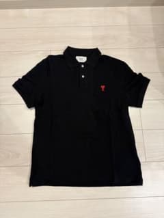 【新品タグ付き】ami parisアミパリス　半袖ポロシャツ黒　 M 男女兼用 新品タグ付き】ami parisアミパリス 半袖ポロシャツ黒 M 男女兼用