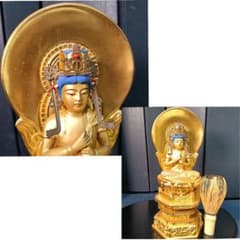 仏教美術　古銅鍍金　大日如來座像　仏像　C 6094 AQ41 大日如来像 仏像 座像 鍍金 仏教美術 高24.5cm - メルカリ