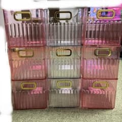 スリーピー冷蔵庫用収納ケースクリアピンク9個セットTikTok THREEPPY