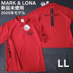 新品 マークアンドロナ 2025年半袖ゴルフポロシャツ スカルロゴ レッド