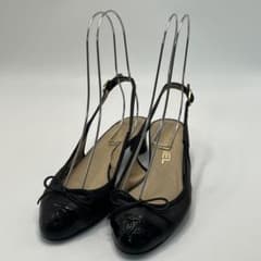 美品 シャネル ココマーク バックストラップ パンプス 37 24cm 定番・美品】CHANEL バックストラップ パンプス ココマーク 黒 34.5