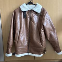 フェイクレザー ボア フライトジャケット ブラウンのサムネイル