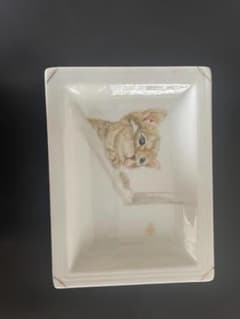 猫の絵柄 陶器製 スクエアプレートのサムネイル