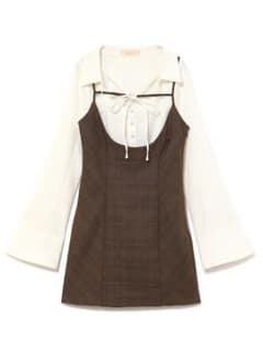 Betty layered check dress brown - メルカリ