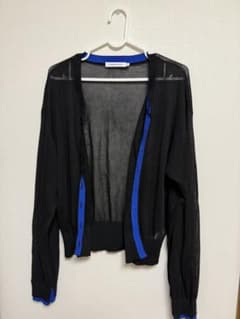 て*ん様 AMERICAN HOLIC カーディガン 黒×青 L 試着のみのサムネイル