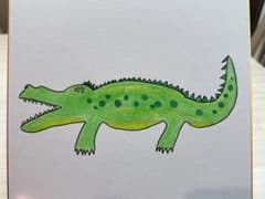 ワニさん 絵 色紙 手描き アート イラスト オリジナルのサムネイル